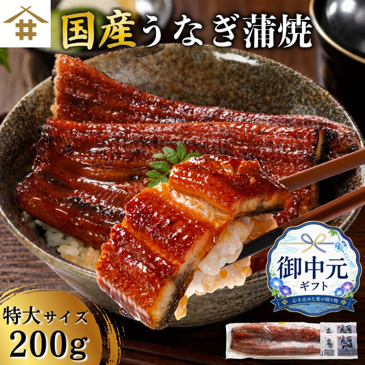 鹿児島県産うなぎ蒲焼 約200g×1尾｜国産特大うなぎ・まとめ買い・贈答用・丑の日ギフトに さかな 冷凍