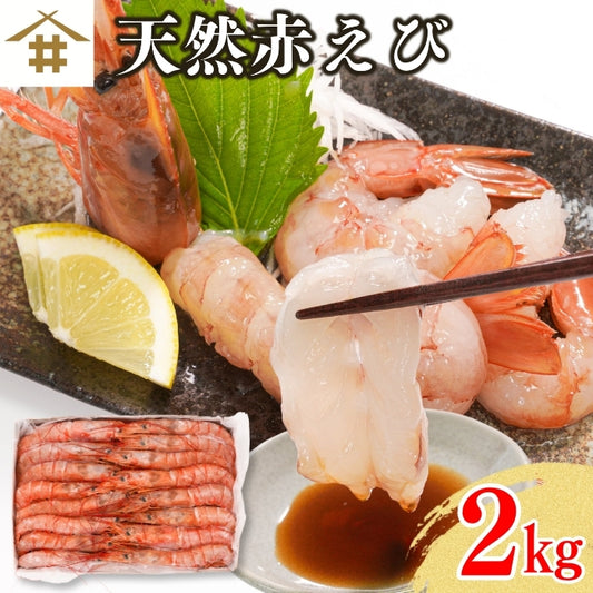 【本州送料無料】生食用 天然赤えび 2kg｜刺身OK！ぷりぷり食感の特大海老 お店 冷凍