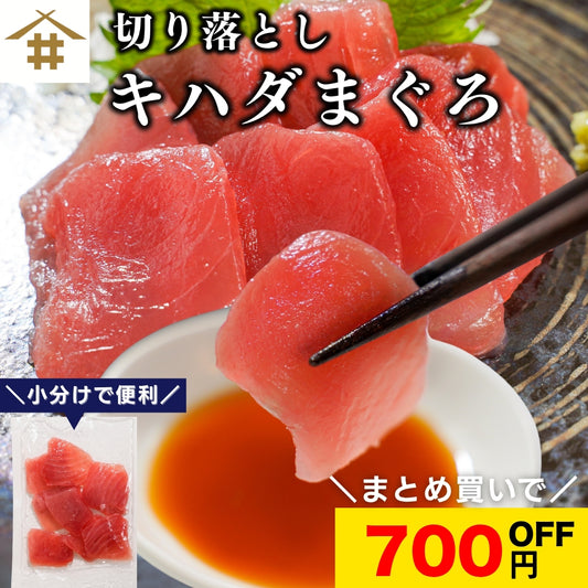 【本州送料無料！最大700円OFF】 天然キハダまぐろ切り落とし（刺身用100g×5〜10パック）｜海鮮丼・手巻き寿司に最適 冷凍 さかな
