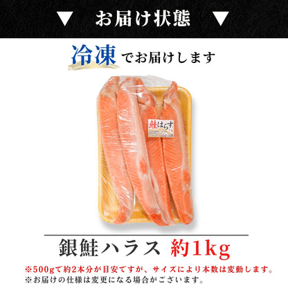 【本州送料無料！最大3,000円OFF】 甘塩銀鮭ハラス（500g〜5kg）｜脂のり抜群！お弁当・おにぎり・お茶漬けに最適な絶品ハラス さかな 冷凍