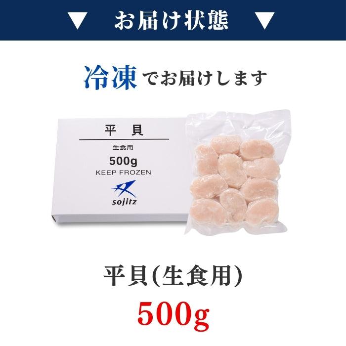 【本州送料無料！最大2,000円OFF】平貝 貝柱 500g（約8～10個）｜刺身用 冷凍 生食可 タイラギ貝 たいら貝 ギフト お取り寄せ 海鮮グルメ 寿司 海鮮丼 酒の肴 さかな